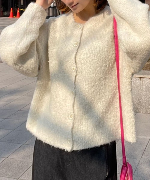 Human 2nd Occasion(ヒューマンセカンドオケージョン)の「ブークレーニット カーディガン(カーディガン/ボレロ・レディース・オフホワイト・FREE)」の4枚目の写真