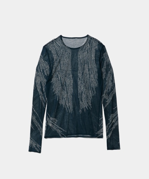 beautiful people(ビューティフルピープル)の「mind map sheer jersey tight-fit crew neck top(Tシャツ/カットソー・レディース・ベージュ/ブルーグリーン・38)」の12枚目の写真