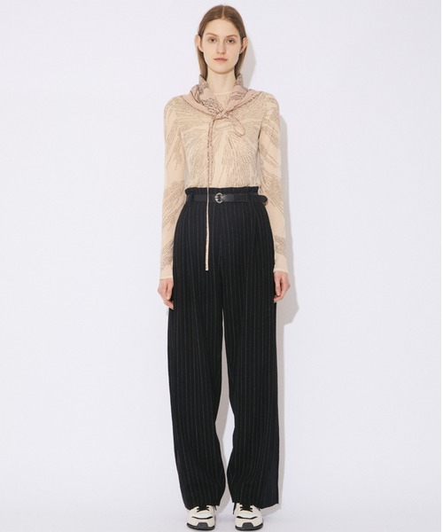 beautiful people(ビューティフルピープル)の「mind map sheer jersey tight-fit crew neck top(Tシャツ/カットソー・レディース・ベージュ/ブルーグリーン・38)」の6枚目の写真