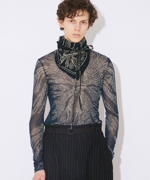 beautiful people(ビューティフルピープル)の「mind map sheer jersey tight-fit crew neck top(Tシャツ/カットソー・レディース・ベージュ/ブルーグリーン・38)」の13枚目の写真