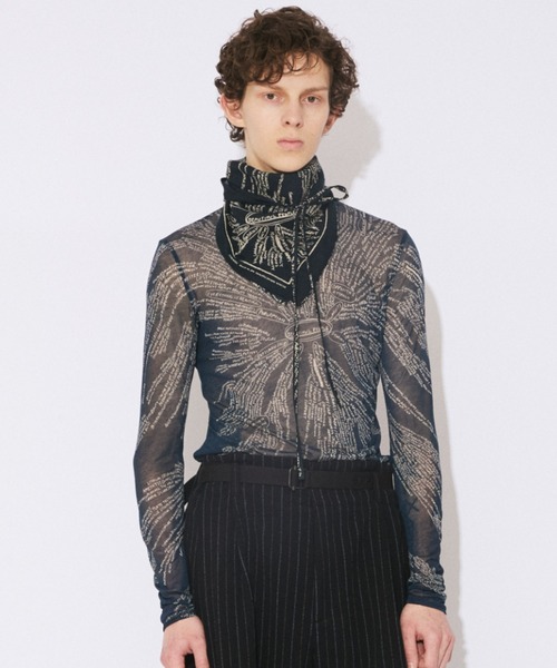 beautiful people(ビューティフルピープル)の「mind map sheer jersey tight-fit crew neck top(Tシャツ/カットソー・レディース・ベージュ/ブルーグリーン・38)」の14枚目の写真