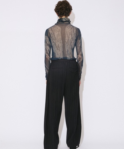 beautiful people(ビューティフルピープル)の「mind map sheer jersey tight-fit crew neck top(Tシャツ/カットソー・レディース・ベージュ/ブルーグリーン・38)」の9枚目の写真