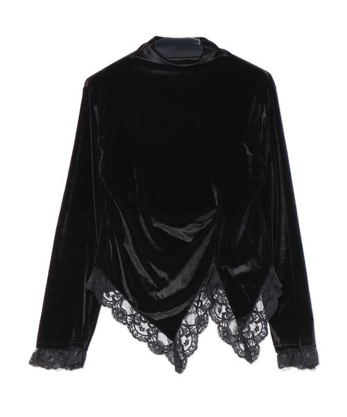 Ritzy(リッツィー)の「ベロア切り替え アシンメトリー レーストップス(Tシャツ/カットソー・レディース・ブラック・M/L)」の12枚目の写真