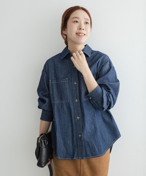 URBAN RESEARCH Sonny Label(アーバンリサーチサニーレーベル)の「デニムシャツ(シャツ/ブラウス・レディース・ライトインディゴブルー/インディゴブルー・FREE)」の4枚目の写真