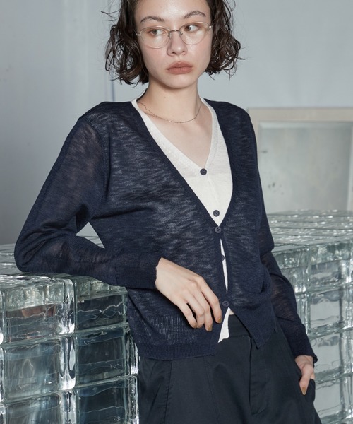 OFROOM(オフルーム)の「Bicolor Docking Cardigan|バイカラードッキングカーディガン(カーディガン/ボレロ・レディース・ネイビー/ブラック/グレー/ブラウン・FREE)」の4枚目の写真