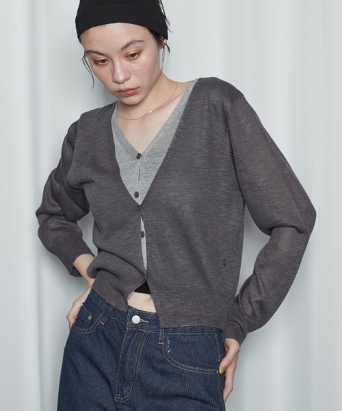 OFROOM(オフルーム)の「Bicolor Docking Cardigan|バイカラードッキングカーディガン(カーディガン/ボレロ・レディース・ネイビー/ブラック/グレー/ブラウン・FREE)」の2枚目の写真