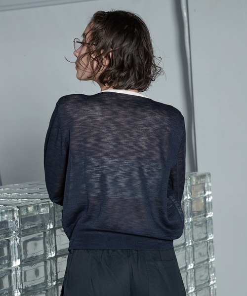 OFROOM(オフルーム)の「Bicolor Docking Cardigan|バイカラードッキングカーディガン(カーディガン/ボレロ・レディース・ネイビー/ブラック/グレー/ブラウン・FREE)」の15枚目の写真