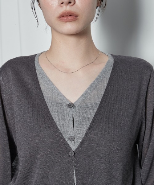 OFROOM(オフルーム)の「Bicolor Docking Cardigan|バイカラードッキングカーディガン(カーディガン/ボレロ・レディース・ネイビー/ブラック/グレー/ブラウン・FREE)」の19枚目の写真