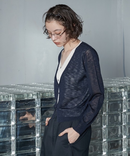 OFROOM(オフルーム)の「Bicolor Docking Cardigan|バイカラードッキングカーディガン(カーディガン/ボレロ・レディース・ネイビー/ブラック/グレー/ブラウン・FREE)」の12枚目の写真