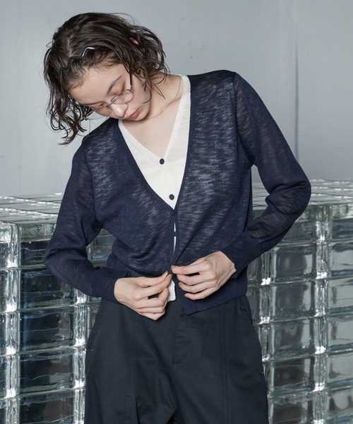 OFROOM(オフルーム)の「Bicolor Docking Cardigan|バイカラードッキングカーディガン(カーディガン/ボレロ・レディース・ネイビー/ブラック/グレー/ブラウン・FREE)」の17枚目の写真