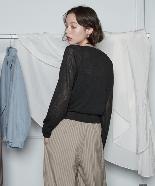 OFROOM(オフルーム)の「Bicolor Docking Cardigan|バイカラードッキングカーディガン(カーディガン/ボレロ・レディース・ネイビー/ブラック/グレー/ブラウン・FREE)」の8枚目の写真