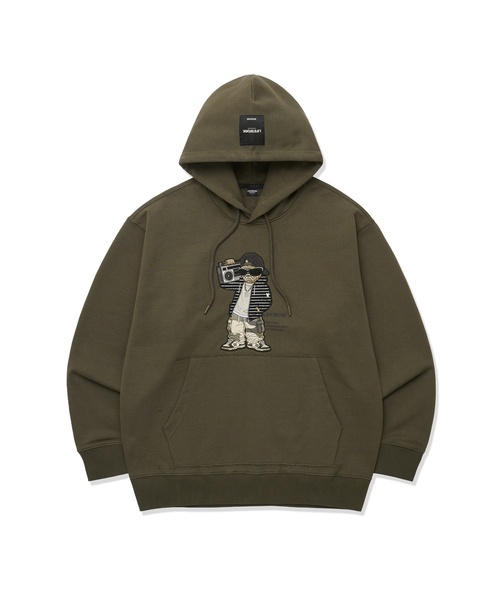 LIFE WORK（ライフワーク）の「ユニセックス) ブームボックス ヒップドッグ アップリケ フード Tシャツ（パーカー・レディース・ブラック/ライトグレー/カーキ・MEDIUM/SMALL/LARGE）」の3枚目の写真