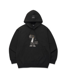 ユニセックス) ブームボックス ヒップドッグ アップリケ フード Tシャツ