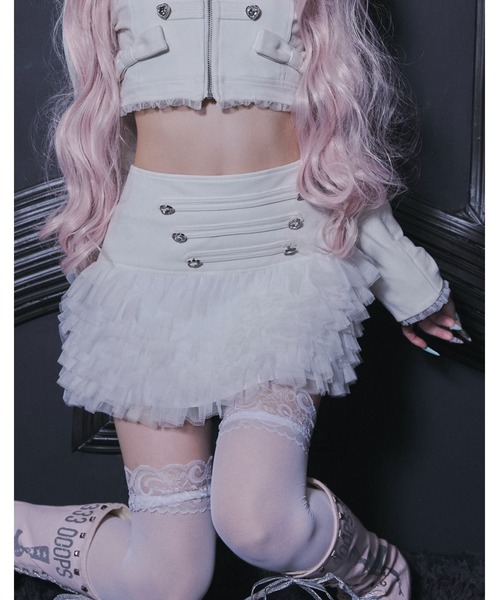 AVENCHUMU(アバンチュウム)の「Heart bijou napoleon tulle skirt(スカート・レディース・ピンク/ホワイト/ブラック・FREE/XS)」の1枚目の写真