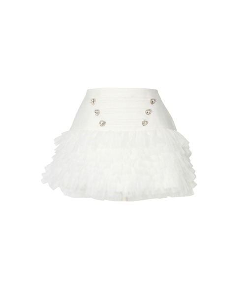 AVENCHUMU(アバンチュウム)の「Heart bijou napoleon tulle skirt(スカート・レディース・ピンク/ホワイト/ブラック・FREE/XS)」の4枚目の写真