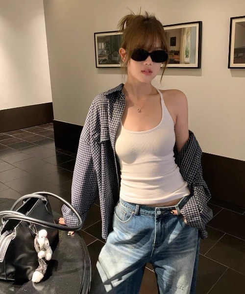 Teem Store(チームストア)の「オーバーサイズチェック柄ビッグシャツ(シャツ/ブラウス・レディース・ブラック・M)」の6枚目の写真