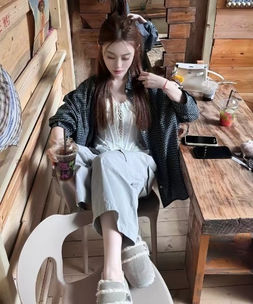 Teem Store(チームストア)の「オーバーサイズチェック柄ビッグシャツ(シャツ/ブラウス・レディース・ブラック・M)」の11枚目の写真