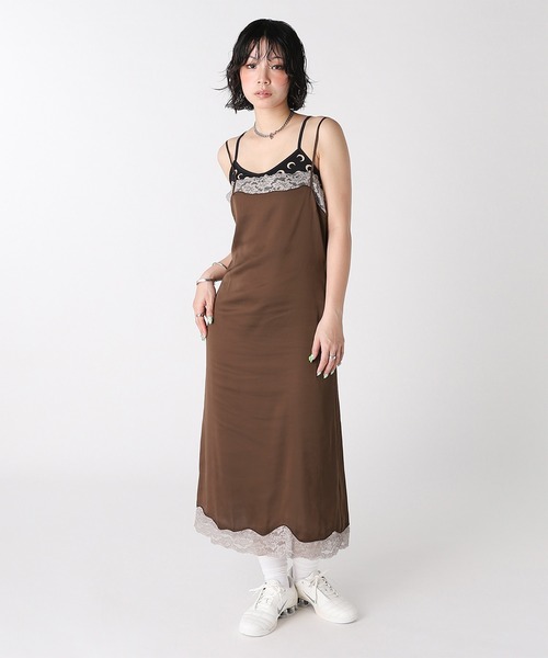 forget-me-nots(フォーゲットミーノッツ)の「SATIN LACE ONE PIECE FMN-26SS-OP-001(ワンピース・レディース・ブラウン/イエロー/レッド・FREE)」の1枚目の写真
