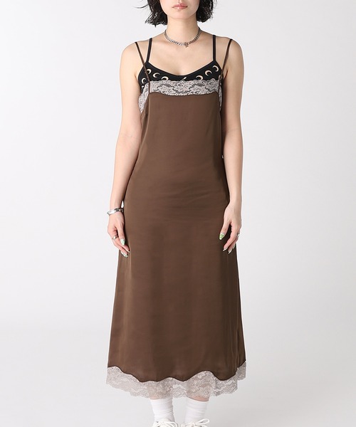 forget-me-nots(フォーゲットミーノッツ)の「SATIN LACE ONE PIECE FMN-26SS-OP-001(ワンピース・レディース・ブラウン/イエロー/レッド・FREE)」の5枚目の写真