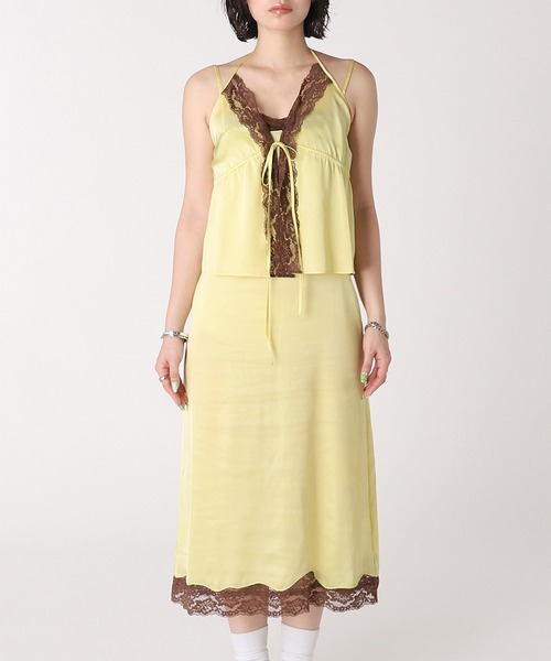 forget-me-nots(フォーゲットミーノッツ)の「SATIN LACE ONE PIECE FMN-26SS-OP-001(ワンピース・レディース・ブラウン/イエロー/レッド・FREE)」の10枚目の写真