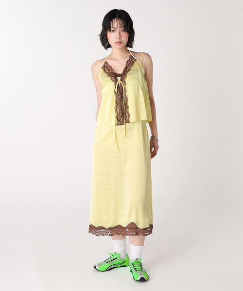 forget-me-nots(フォーゲットミーノッツ)の「SATIN LACE ONE PIECE FMN-26SS-OP-001(ワンピース・レディース・ブラウン/イエロー/レッド・FREE)」の8枚目の写真