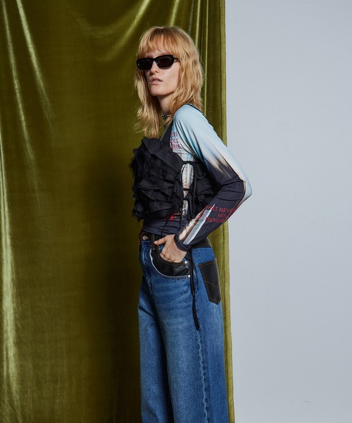 MAISON SPECIAL(メゾンスペシャル)の「【26WINTER PRE-ORDER】Suiting Frill Bustier/スーチングフリルビスチェ(その他トップス・レディース・ブラック/グレー・FREE)」の3枚目の写真