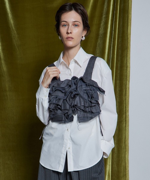MAISON SPECIAL(メゾンスペシャル)の「【26WINTER PRE-ORDER】Suiting Frill Bustier/スーチングフリルビスチェ(その他トップス・レディース・ブラック/グレー・FREE)」の6枚目の写真