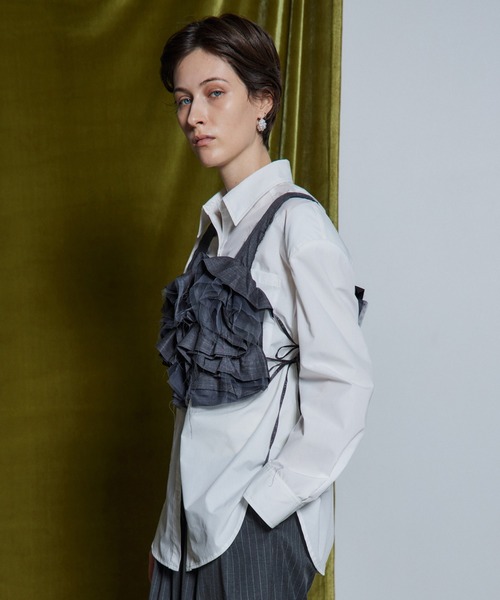 MAISON SPECIAL(メゾンスペシャル)の「【26WINTER PRE-ORDER】Suiting Frill Bustier/スーチングフリルビスチェ(その他トップス・レディース・ブラック/グレー・FREE)」の7枚目の写真