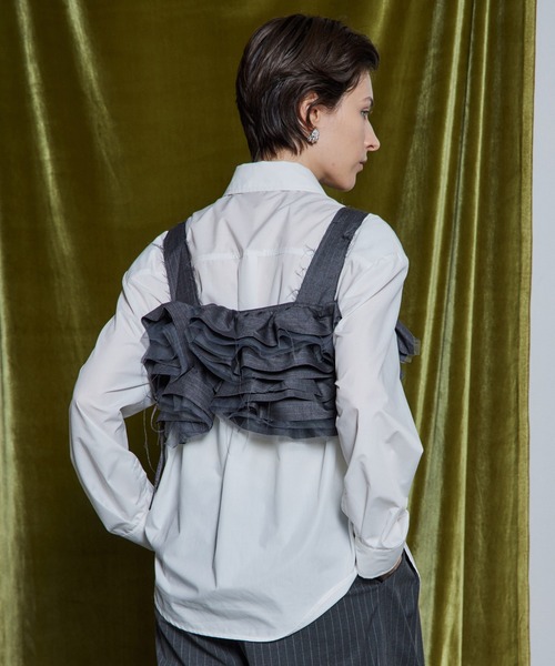 MAISON SPECIAL(メゾンスペシャル)の「【26WINTER PRE-ORDER】Suiting Frill Bustier/スーチングフリルビスチェ(その他トップス・レディース・ブラック/グレー・FREE)」の8枚目の写真