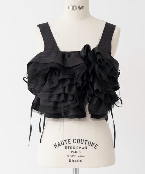 MAISON SPECIAL(メゾンスペシャル)の「【26WINTER PRE-ORDER】Suiting Frill Bustier/スーチングフリルビスチェ(その他トップス・レディース・ブラック/グレー・FREE)」の10枚目の写真