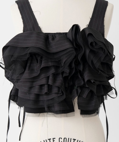 MAISON SPECIAL(メゾンスペシャル)の「【26WINTER PRE-ORDER】Suiting Frill Bustier/スーチングフリルビスチェ(その他トップス・レディース・ブラック/グレー・FREE)」の13枚目の写真