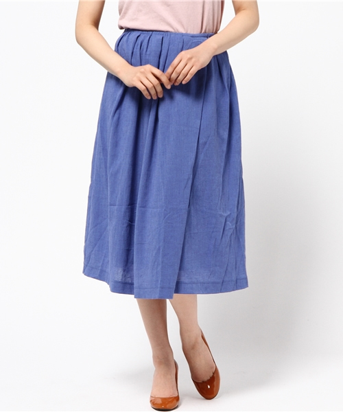 ikka(イッカ)の「コットンリネンタックスカート(スカート・レディース・クリアレッド/ブルー・LARGE/MEDIUM)」の1枚目の写真