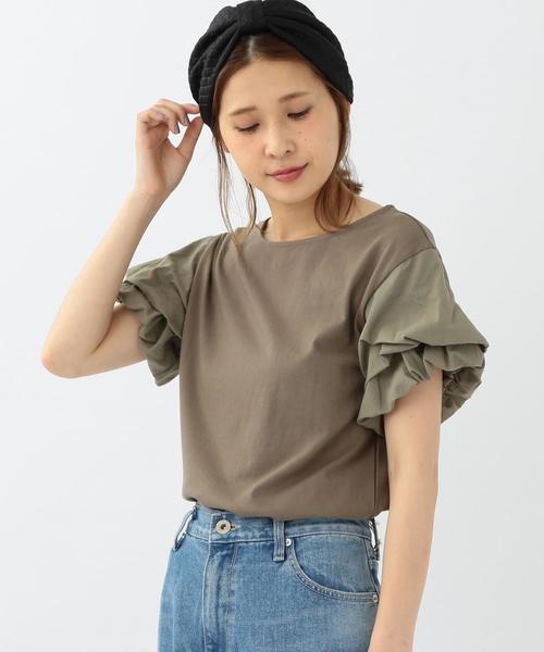 Another Edition（アナザーエディション）の「バルーンパフスリーブTシャツ/AEBFC  バルーンPUFF SSL T◆（Tシャツ/カットソー・レディース・オフホワイト/オリーブ・FREE）」の2枚目の写真