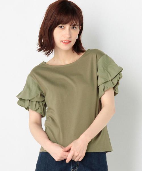 Another Edition（アナザーエディション）の「バルーンパフスリーブTシャツ/AEBFC  バルーンPUFF SSL T◆（Tシャツ/カットソー・レディース・オフホワイト/オリーブ・FREE）」の3枚目の写真