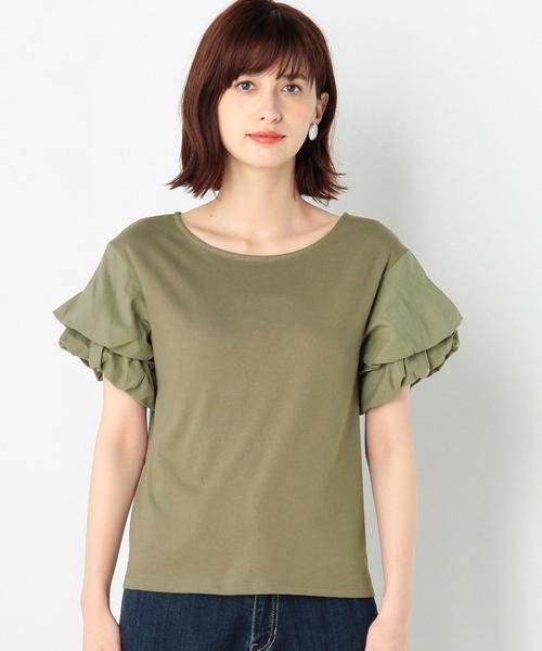 Another Edition（アナザーエディション）の「バルーンパフスリーブTシャツ/AEBFC  バルーンPUFF SSL T◆（Tシャツ/カットソー・レディース・オフホワイト/オリーブ・FREE）」の9枚目の写真