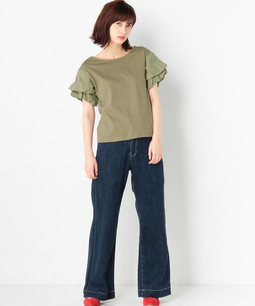 Another Edition（アナザーエディション）の「バルーンパフスリーブTシャツ/AEBFC  バルーンPUFF SSL T◆（Tシャツ/カットソー・レディース・オフホワイト/オリーブ・FREE）」の12枚目の写真