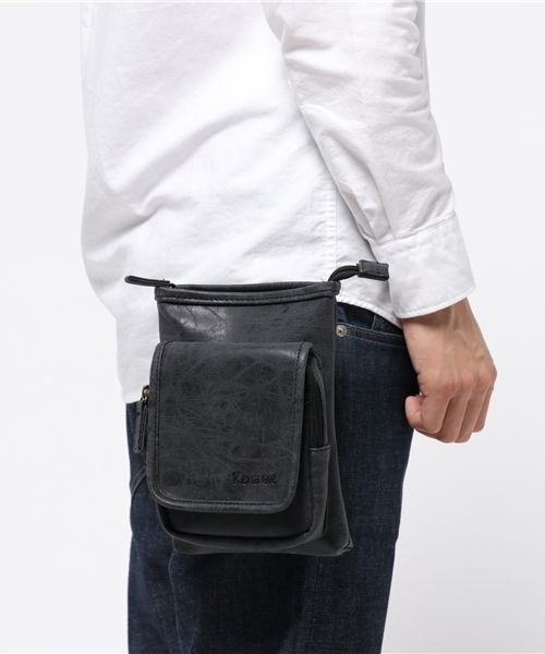 DEVICE（デバイス）の「Rename リネーム PU レザー  2way シンプル ポーチ シザーケース ショルダーバッグ（ショルダーバッグ・メンズ・ブラック/ダークブラウン/ベージュ/ネイビー・FREE）」の12枚目の写真