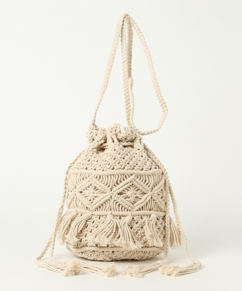 WEGO（ウィゴー）の「WEGO/コットン巾着ショルダーバッグ（ショルダーバッグ・レディース・ブラック/ピンク/ホワイト・FREE）」の2枚目の写真