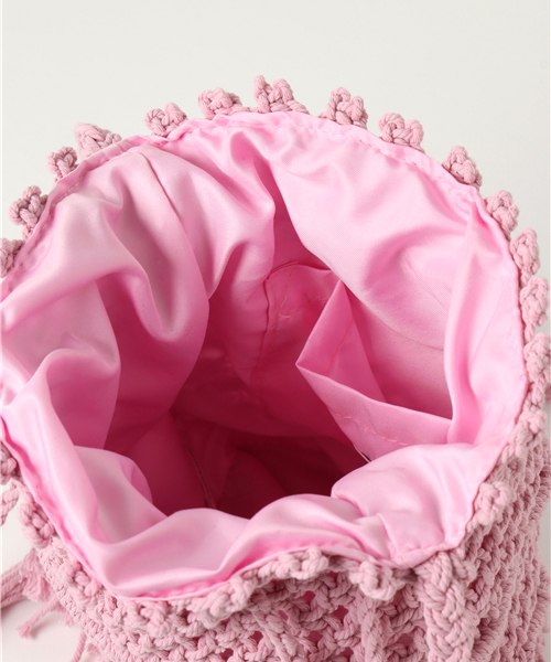 WEGO（ウィゴー）の「WEGO/コットン巾着ショルダーバッグ（ショルダーバッグ・レディース・ブラック/ピンク/ホワイト・FREE）」の5枚目の写真