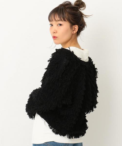 Another Edition(アナザーエディション)の「ループヤーンカーディガンSS ◆(カーディガン/ボレロ・レディース・オフホワイト/ブラック/オレンジ・FREE)」の3枚目の写真