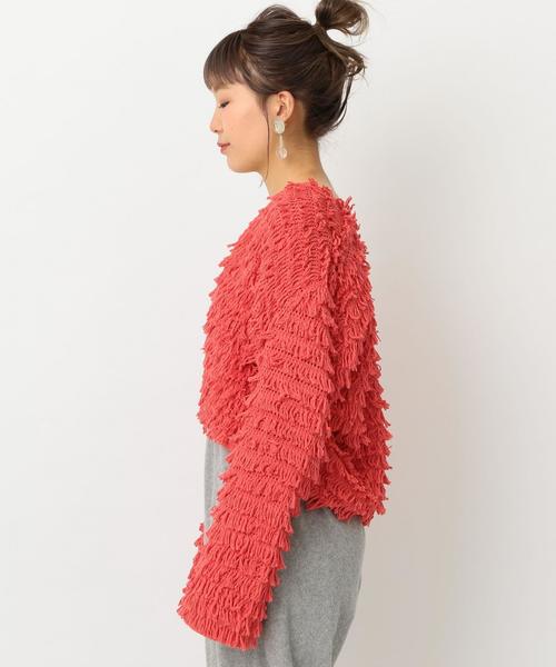 Another Edition(アナザーエディション)の「ループヤーンカーディガンSS ◆(カーディガン/ボレロ・レディース・オフホワイト/ブラック/オレンジ・FREE)」の5枚目の写真