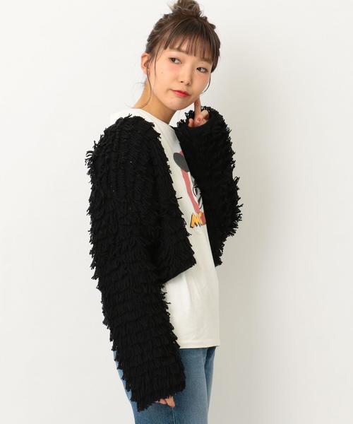 Another Edition(アナザーエディション)の「ループヤーンカーディガンSS ◆(カーディガン/ボレロ・レディース・オフホワイト/ブラック/オレンジ・FREE)」の11枚目の写真