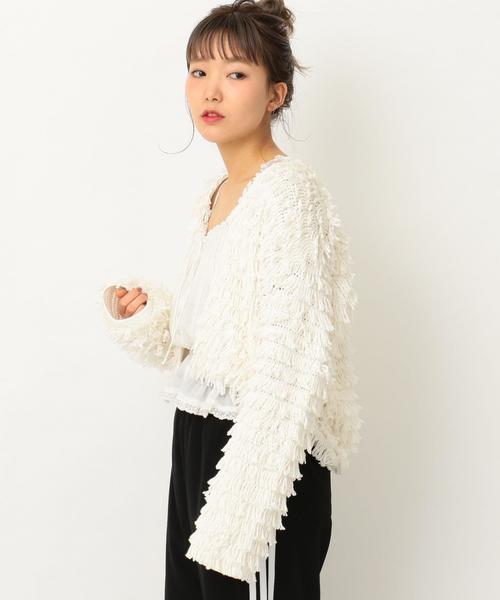 Another Edition(アナザーエディション)の「ループヤーンカーディガンSS ◆(カーディガン/ボレロ・レディース・オフホワイト/ブラック/オレンジ・FREE)」の13枚目の写真