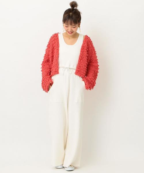 Another Edition(アナザーエディション)の「ループヤーンカーディガンSS ◆(カーディガン/ボレロ・レディース・オフホワイト/ブラック/オレンジ・FREE)」の9枚目の写真