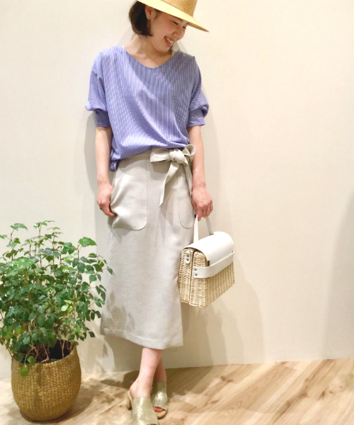 un dix cors（アンディコール）の「シャドーストライププルオーバー（Tシャツ/カットソー・レディース・ライトベージュ/ホワイト/ブルー・ﾌﾘ-）」の15枚目の写真