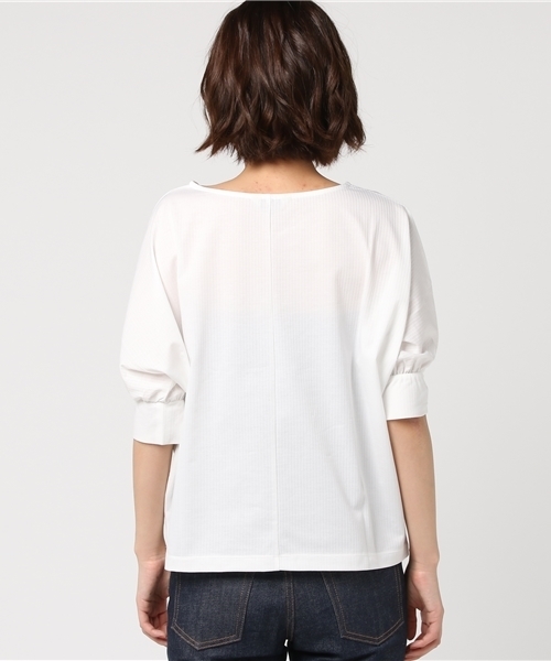 un dix cors（アンディコール）の「シャドーストライププルオーバー（Tシャツ/カットソー・レディース・ライトベージュ/ホワイト/ブルー・ﾌﾘ-）」の6枚目の写真