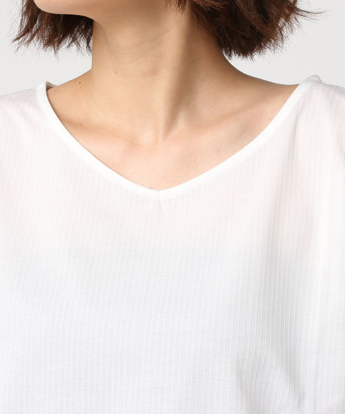 un dix cors（アンディコール）の「シャドーストライププルオーバー（Tシャツ/カットソー・レディース・ライトベージュ/ホワイト/ブルー・ﾌﾘ-）」の7枚目の写真