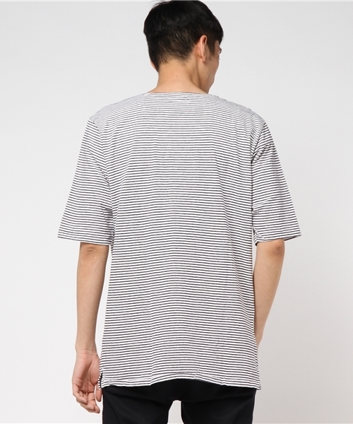 RAGS McGREGOR （ラグスマックレガー）の「BOAT NECK BORDER TEE（Tシャツ/カットソー・メンズ・ホワイト/ブラック・L/S/M）」の4枚目の写真