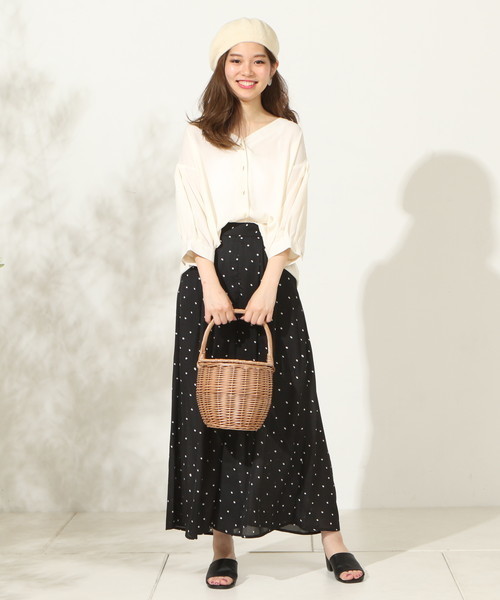 natural couture(ナチュラルクチュール)の「おしゃれ釦ボリュームスリーブ(シャツ/ブラウス・レディース・オレンジ系その他/ストライプ/アイボリー/カーキ・FREE)」の5枚目の写真