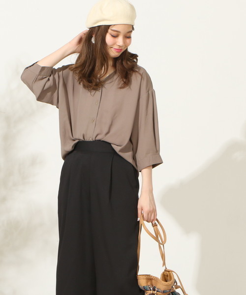 natural couture(ナチュラルクチュール)の「おしゃれ釦ボリュームスリーブ(シャツ/ブラウス・レディース・オレンジ系その他/ストライプ/アイボリー/カーキ・FREE)」の9枚目の写真